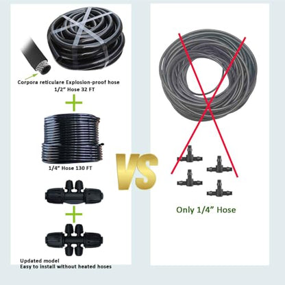 Drip Irrigation System for Garden with Water Timer Main ID 1/2inch 32Ft and 1/4inch 131Ft Water Hose, 2-Zone Automatic Watering System Sufficient Water Irrigation Dripper Waterflow Evenly Easy DIY - size: 32Ft+131Ft 2-Zone