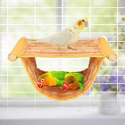 BWOGUE Winter Warm Bird Nest Bed Hanging Hammock Snuggle Hut Parrot House Tent Toy Bird Cage Perch for Parakeet Budgies Cockatiels Lovebird Cockatoo Finch Hamster Chinchilla Guinea Pig(Medium, Yellow) - color: Yellow, size: Medium (9"x7.2")