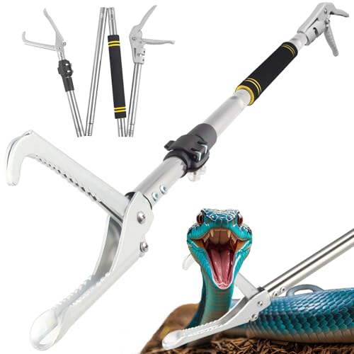 Snake Grabber Tool, 69" Snake Tongs Grabber for Rattlesnake Heavy Duty Professional Folding Snake Feeding Tongs Wide Jaw Snake Handling Tool Long Hndle Stainless Steel Tube Sponge Handle - color: BLACK YELLOW