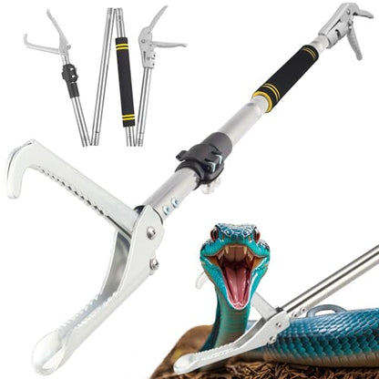 Snake Grabber Tool, 69" Snake Tongs Grabber for Rattlesnake Heavy Duty Professional Folding Snake Feeding Tongs Wide Jaw Snake Handling Tool Long Hndle Stainless Steel Tube Sponge Handle - color: BLACK YELLOW