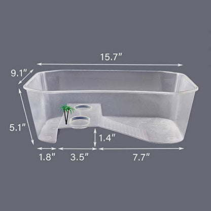 PINVNBY Plastic Turtle Tank Reptile Habitat Pet Terrariums Turtles Tank Aquarium Terrapin Topper Basking with Platform Plants,Durable,Safe, Non-Toxic(White) - color: White