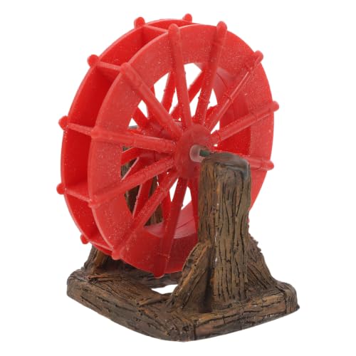 Miniature Water Fountain Aquarium Ornament with Rotating Water Wheel, Plastic Fish Tank Decor for Aquatic Environments, Unique Realistic Design Providing Oxygen Supply, for Homes
