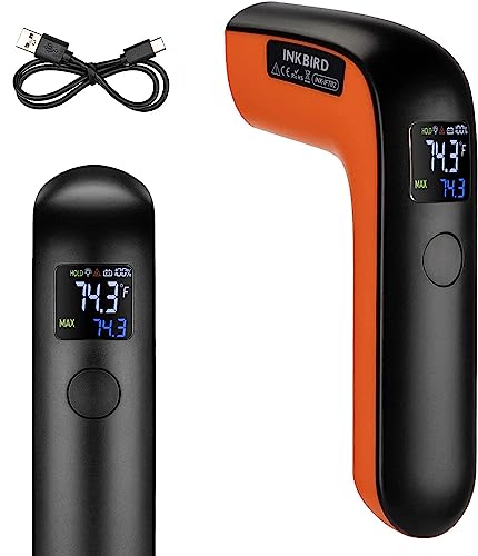 Rechargeable Infrared Thermometer Gun for Cooking -58℉~1022℉| INKBIRD Colorful Display Digital Laser Temperature Gun for Pizza Oven Grill Kitchen Home Repairs with Max Measure, ℉ Only (NOT for Human)