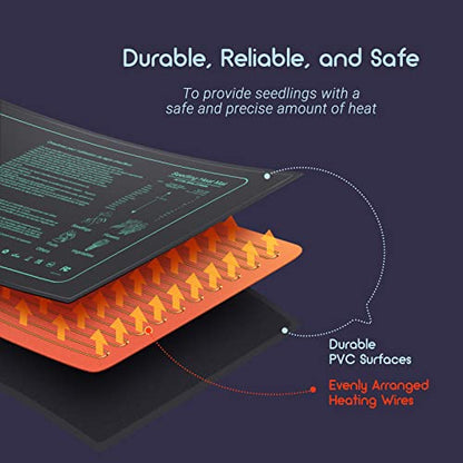 LUXBIRD Durable Waterproof Seedling Heating Mat 10”x 20.75” Warm Hydroponic Heating Pad for Indoor Plants Germination, IP67, MET Standard, LB-HM21W - size: 1 Pack-10"x20.75"