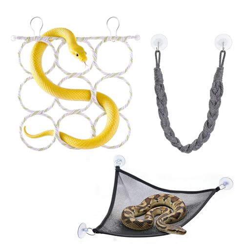 Snake Climbing Rings & Climbing Rope, Snake Reptile Hammock for Small Ball Python Corn Snakes Lizards, Enriched Snake Habitats, Small Reptile Tank Accessories - color: 9-Loop