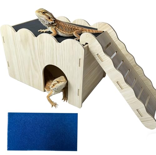 Bearded Dragon Hide Reptile Basking Platform Leopard Gecko Hideout Bearded Dragon Tank Accessories with Reptile Slate Rock for Crested Gecko Chameleon Corn Snake