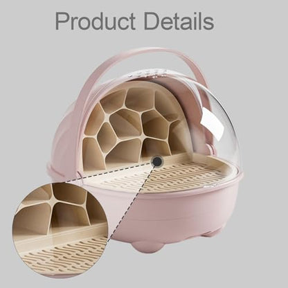 Silkworm Breeding Box Transparent Small Animal Feeding Container Removable Habitat Cage Portable Reptile Carrier with PP Material for Turtle Frog Snak, Pink - color: Pink