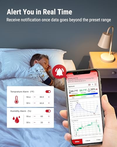 ThermoPro TP357 Digital Hygrometer Indoor Thermometer of 260FT, Bluetooth Thermometer Humidity Meter with Smart App, Room Thermometer Humidity Gauge with Temperature Humidity Sensor - size: Bluetooth Thermometer