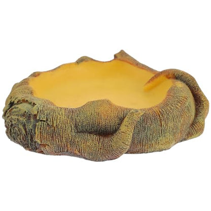 VANZACK Bearded Dragon Water Dish Reptile Feeding Bowl Imitation Wood Grain Basin Lizard Drinking Tray