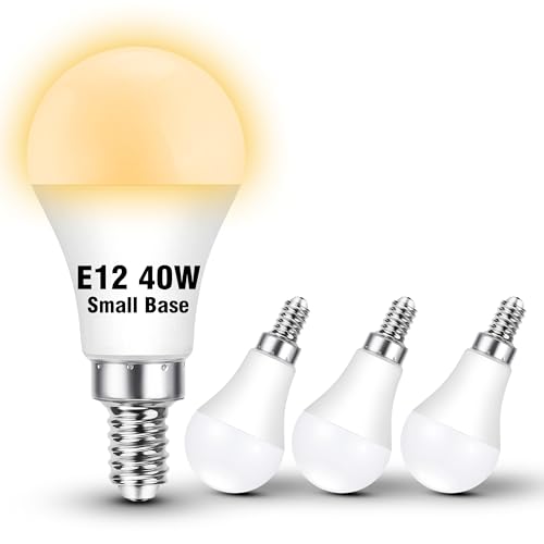 E12 Candelabra LED Light Bulbs 40Watt Equivalent 2700K Warm White, 4W 450LM C7, E12 Small Screw Base Globe Shape Bulbs for Night Light Chandelier Pendant Ceiling Fan Lighting, Non-Dimmable, 4 Pack - color: 2700k Warm White, size: 40 Watts