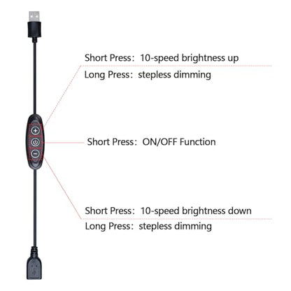 DC 5V USB COB Red LED Strip Light Dimmable IP65 Waterproof USB Powered 6.6ft/2M 640LEDs with Dimmer High Brightness Flexible LED Tape Lights - color: Red