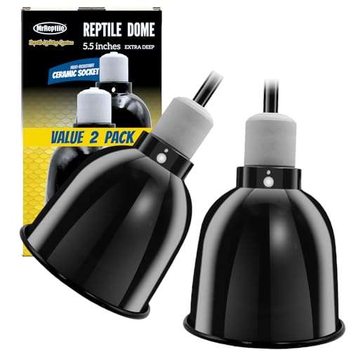 MRREPTILE Reptile Light Fixture, 2-Pack 5.5'' Deep Dome, Reptile Heat Lamp Fixture, Light Dome Fixtures for Reptiles Terrarium Lights