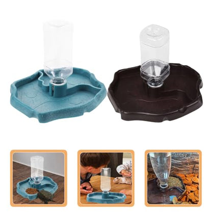 Automatic Reptile Water Feeder and Food Dish for Turtles and Lizards, Sturdy Water Bowl with Reservoir, Suitable for Bearded Dragons and Terrestrial Reptiles in Terrariums