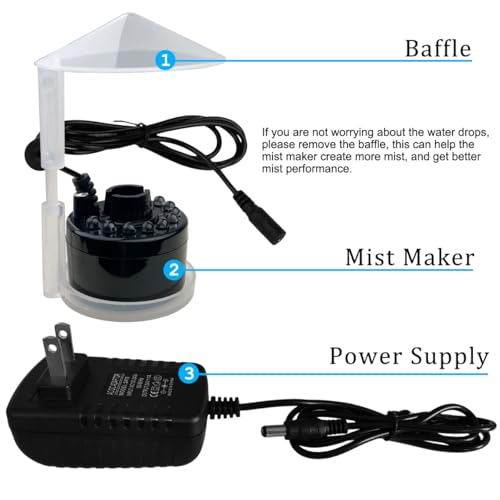 PULACO Mist Maker, Indoor Fountain Mister Foggers, Small Pond Fog Machine Atomizer Air Humidifier Perfect for Water Feature, Halloween