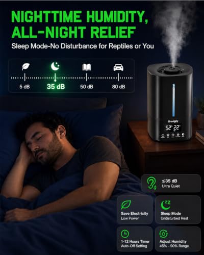 5L/1.32 Gal Reptile Fogger Humidifier with Smart Humidity Control & Dual Hose | Automatic Terrarium Mister with Remote & Touch Panel, Quiet <35dB, Auto Shut-Off for Amphibians,Vivariums, Plants