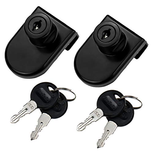 No Drill Showcase Lock for 0.2-0.3 inch Glass, Key Alike - Door to Board Mounting, 2 Sets Black Oval 2.15 x 1.5 Inch, Zinc Alloy Glass Lock for Display Cabinet or Jewelry Case - color: Black, size: 2.15 x 1.5 Inch, style: Key Alike - Door to Board
