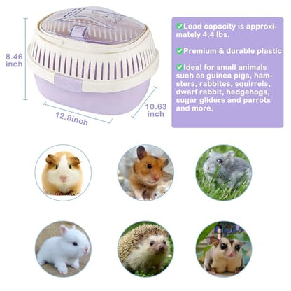 Hamster Carrier Guinea Pig Carrier 13 X 11 X 8 in Portable Hamster Travel Cage with Ventilation Holes Outdoor Small Pet Carrier for Rat Gerbil Rabbit Hedgehog Squirrel Mouse Bunny - color: Purple