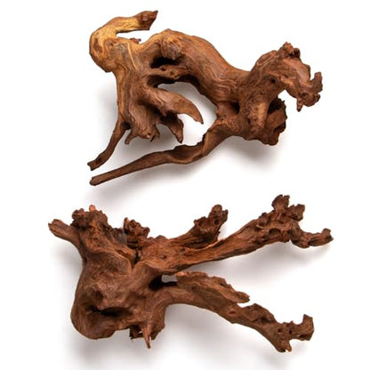 2pcs emours Natural Mopani Wood Fish Tank Decor Aquarium Driftwood Terrarium Wood, 11-16 in - size: Medium (12–16 in / 30–40 cm)