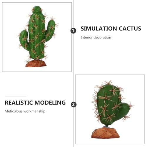 Levemolo 2 Pcs Artificial Succulent Cactus Plants for Reptile Tank Landscape Decor, Terrarium Pet Box Ornament, Sturdy Plastic Material for Habitat Decoration