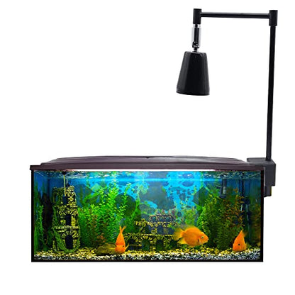 Reptile Heat Lamp Turtle Lights with Clip 360°Rotatable Basking Lamp Dimmable Switch Metal Stand with 25W/50W UVA UVB Full Spectrum Basking Spot Light, for Aquarium Fish Tank Reptile Amphibians Pets