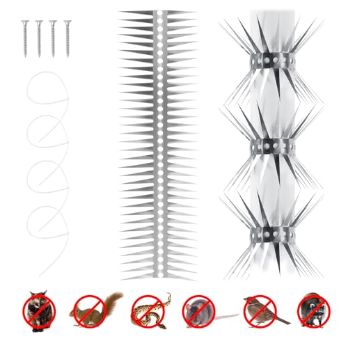 Bird Spikes - Stainless Steel Fence Spikes for Pigeons, Raccoons, Snakes - Deterrent Defender (60inch) - style: 60inch