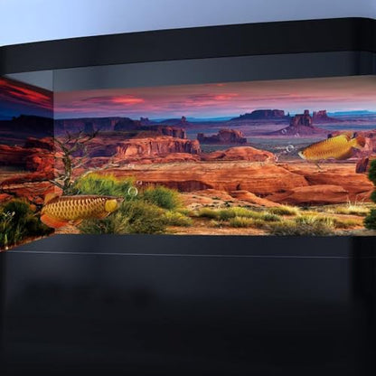 24X12IN Desert Loess Rock Cactus Oasis Reptile Habitat Background, Natural Sunset Desert Themed Terrarium Background, Aquarium Background with 10 EVA Double-Sided Tape - size: 24X12in/60X30cm