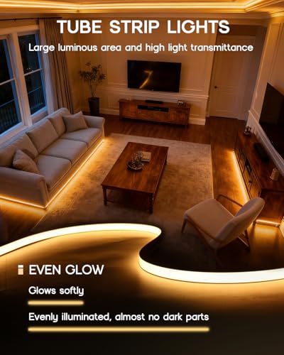 LED Strip Lights 16.4ft 110-120V,Dimmable Silicone Neon Rope Lights,Flexible Outdoor Waterproof Neon Strip Lights for Mirror,Kitchen,Cabinet,DIY Lighting - size: 16.4FT
