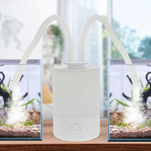 4L Reptile Fogger, Leak-Proof Design, Reptile Humidifier with Hose, Single/Dual Fog Output, White, 1 Set