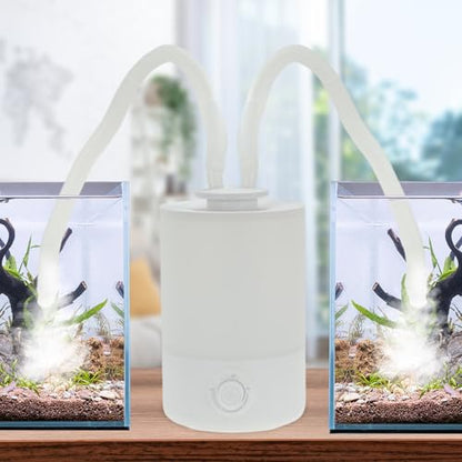 4L Reptile Fogger, Leak-Proof Design, Reptile Humidifier with Hose, Single/Dual Fog Output, White, 1 Set
