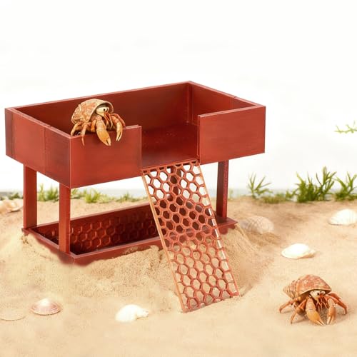 Hermit Crab Water Bowl with Climbing Platform, Rest Platform for Hermit Crab, Reptile Habitat Toy Decoration Accessories