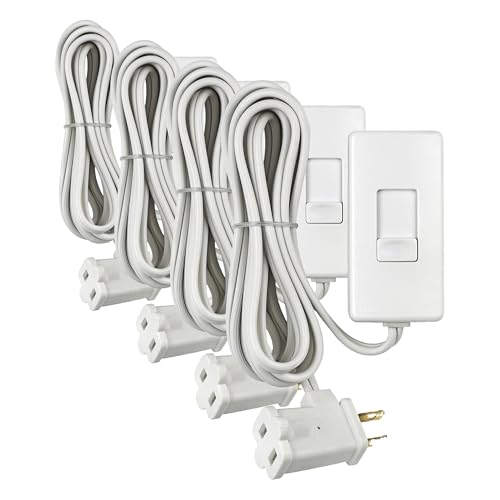 Leviton Table Lamp Dimmer White | 150W LED/CFL Compatible | 6 Foot Cord | Slide Control | Pack of 4 - color: White, size: 4 Pack