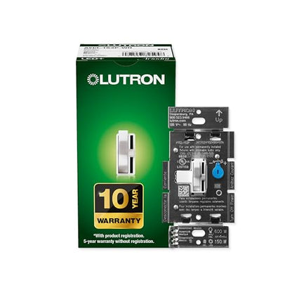 Lutron Ariadni/Toggler LED+ Dimmer Light Switch for Dimmable LED, Halogen and Incandescent Dimmer Switch, 150W, Single-Pole/3-Way, AYCL-153P-WH, White - color: White, size: 1 Pack
