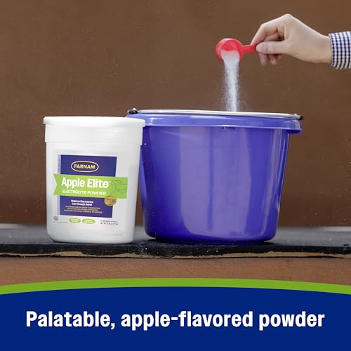 Farnam Apple Elite Horse Electrolytes Powder Supplement, Replaces Vital Minerals, Encourages Hydration, Sugar-Free, Contains Sodium, Potassium, Calcium & Magnesium, Apple Flavored, 5 lb - size: 5 pounds
