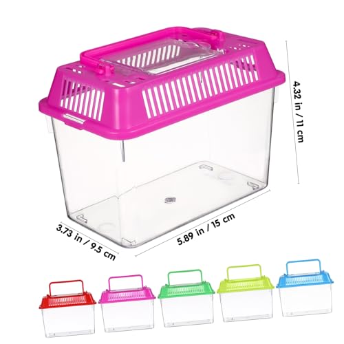 Mipcase 5pcs Portable Handheld Fish Tank Mixed Color Transparent Turtle Feeding Box for Small Pets Lightweight Plastic Breeding Aquarium Ventilation Design Easy to Clean and Operate