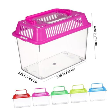 Mipcase 5pcs Portable Handheld Fish Tank Mixed Color Transparent Turtle Feeding Box for Small Pets Lightweight Plastic Breeding Aquarium Ventilation Design Easy to Clean and Operate