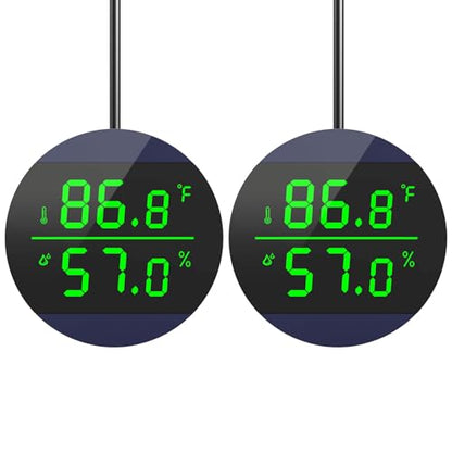 QZQ Reptile Thermometer and Humidity Gauge, LED Digital Thermometer Hydrometer, Reptile Tank Accessories for Bearded Dragon, Crested Gecko, Snake, Lizard, USB Power Supply (2 Pack Blue) - color: Blue - 2 Pack