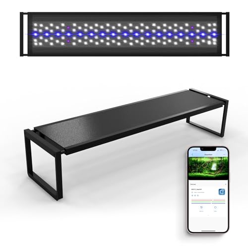 FZONE Aquarium Light for Plants, 60W LED Fish Tank Light for 35-43", Full Spectrum with APP Control, Timer & Sunrise/Sunset (Light 90) - size: Light90 | For 35.4-43.3 inch tank
