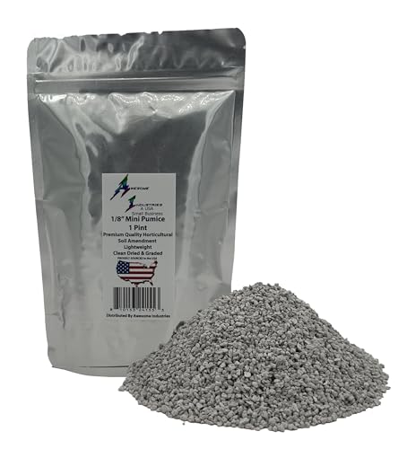 Small Pumice for Plants Bonsai 1 Pint Mini 1/8" Succulent Cactus Indoor Plants Horticultural Soil Amendment Additive Regulates Moisture High Porosity Fast Drainage Aeration Awesome Industries - color: 1/8" Pumice, size: 1 Pint