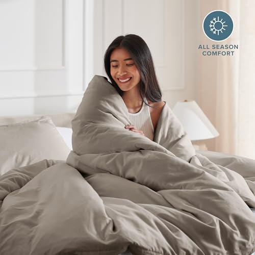 Bare Home Bedding Duvet Cover Extra Long Size - Premium 1800 Super Soft Collection - Lightweight, Cooling - Soft Breathable Bedding Duvet Cover (Twin/Twin XL, Khaki) - color: 11 - Khaki (No Comforter), size: Twin/Twin XL