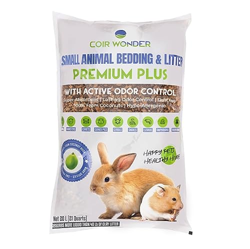 Coir Wonder Small Animal Bedding – 20 L –– Coco Chip Fiber Bedding Substrate for Guinea Pig, Hamster, Rabbit, Bunny Litter, Tortoise, Turtle, Reptile, Snake Habitat - Activated Charcoal Odor Control