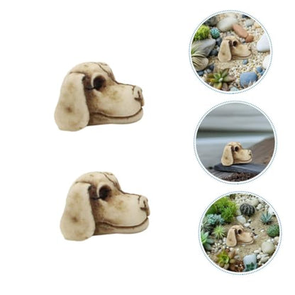 Luxshiny 20pcs Animal Skull: Mini Dog Head Figurine for Aquarium Terrarium Flowerpots - Resin Puppy Head Statues Decorations for Halloween Garden Patio Backyard