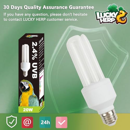 LUCKY HERP UVA UVB Light Bulb for Birds 2.4 UVB 20W Compact Flourescent Lamp for All Kinds Captive Birds