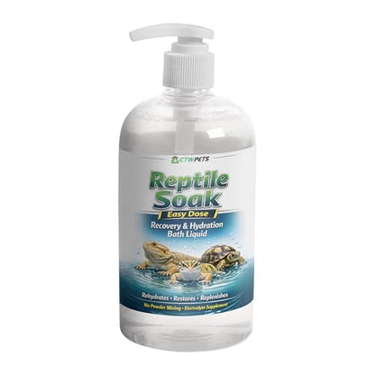 CTWPets Reptile Electrolyte Soak – Vitamin & Electrolyte Bath Concentrate for Bearded Dragons, Leopard Geckos, Tortoises & Snakes – Makes 100+ Baths (8oz, Easy Soak) - size: 8 Fl Oz (Pack of 1)