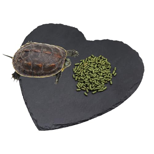 Turtle Tank Accessories, Heart-Shaped Slate Tile for Reptiles, Natural Rock Platform for Feeding & Basking, Aquarium Decor for Bearded Dragon, Tortoise, Gecko, Snake, Chameleon, and Other Reptile - size: 30CM