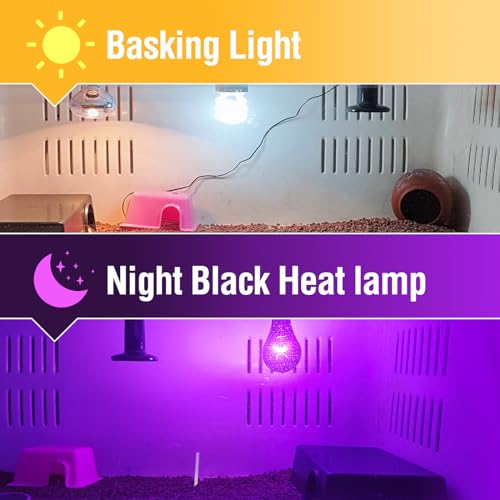Leoterra 50w Reptile UVA Incandescent Basking Spot Light Bulbs and 50w Incandescent Night Black Heat Lamp Bulbs Combo Pack, for Bearded Dragon Snake Lizard Heating Lighting Use.120V E26 Base - style: 50W