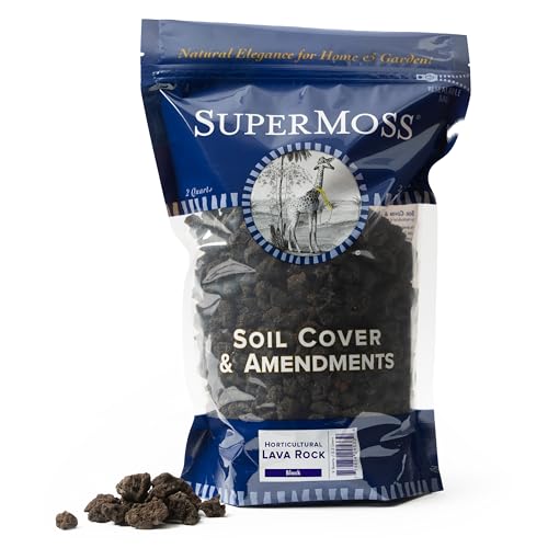 SuperMoss (24533) Horticultural Lava Rock – Premium Soil Amendment & Decorative Top Dressing for Plants, Terrariums, & Aquariums, 2 Quarts Bag, Black - color: Black
