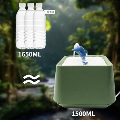 Bearded Dragon Tank Accessories, 1.5L Reptile Water Fountain with USB Auto Shut-Off Dry Burn Protection Pump, Reptile Habitat Waterfall for Bearded Dragon, Leopard Gecko, Chameleon, Snake