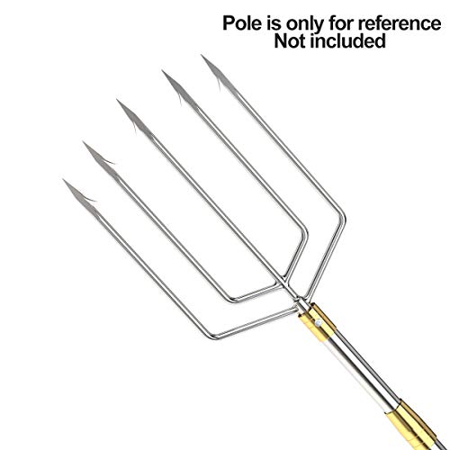 Cyfie 5/7 Prong Fishing Harpoon, Stainless Steel Gig Gaff Hook with 8mm Screw, Harpoon Hook for Hunting Fish Flounder Frog Gig in Pond River Lake, Capable for Fishing Gaff Gig Pole - color: 5 Prong with 8mm screw