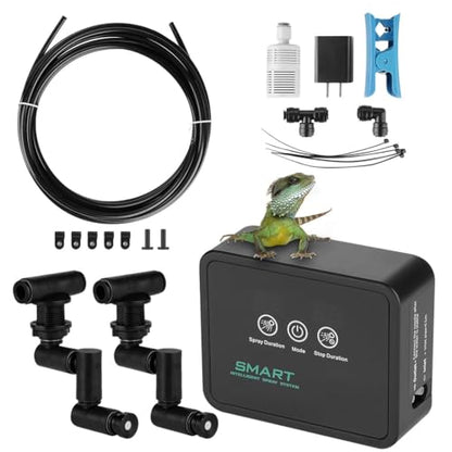Reptile Tank Misting System with Smart Timer, 360° Rotating Nozzles & Touch Control, Ideal for Rainforest Environments
