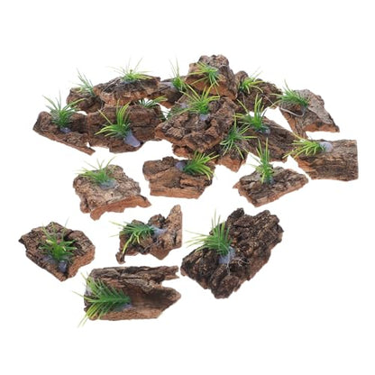 VANZACK 20pcs Natural Cork Bark Reptile Terrarium Background for Climbing and Hiding Tree Bark Decor for Reptile Tank Supplies Realistic Aquarium Habitat Enhancement